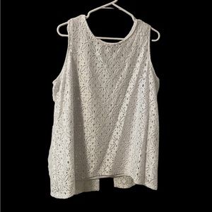 Allison Dailey White Sleeveless Eyelet Lace Top Sz L